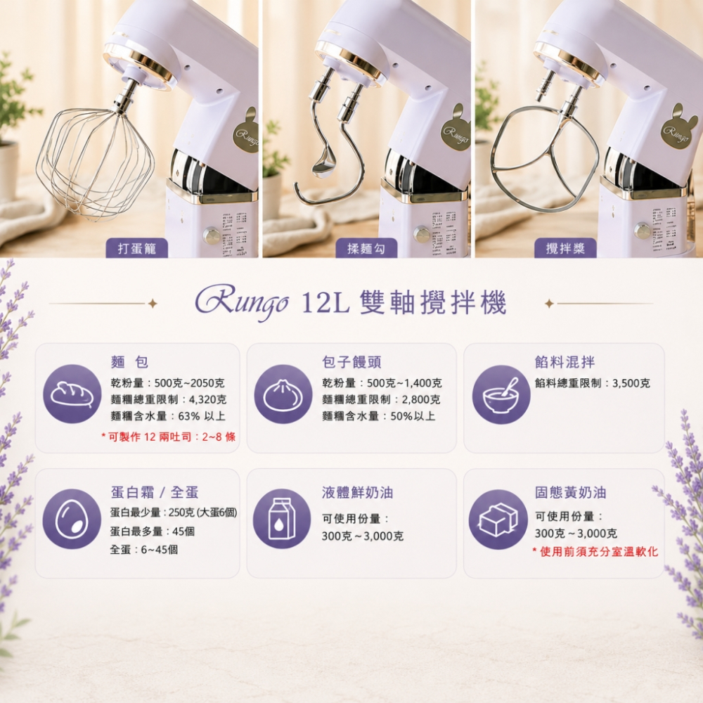 Rungo 12L雙軸桌上型攪拌機